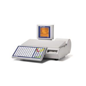 A white Mettler Toledo bPro Counter Scale with a keyboard on it.